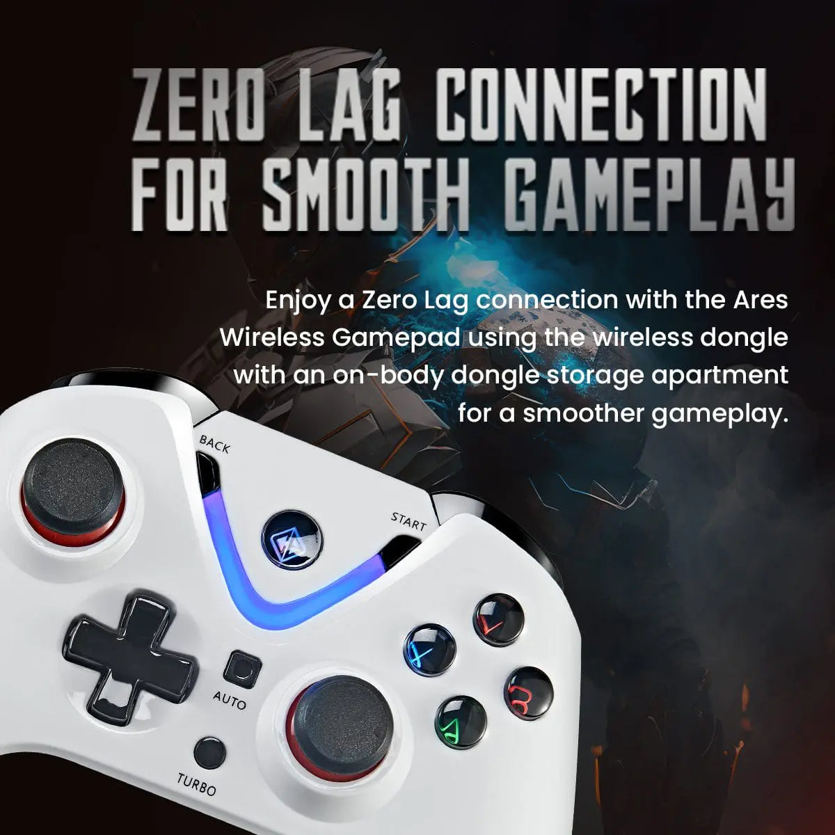 Cosmic Byte ARES RGB Wireless Controller White for PC with Magnetic Triggers 8