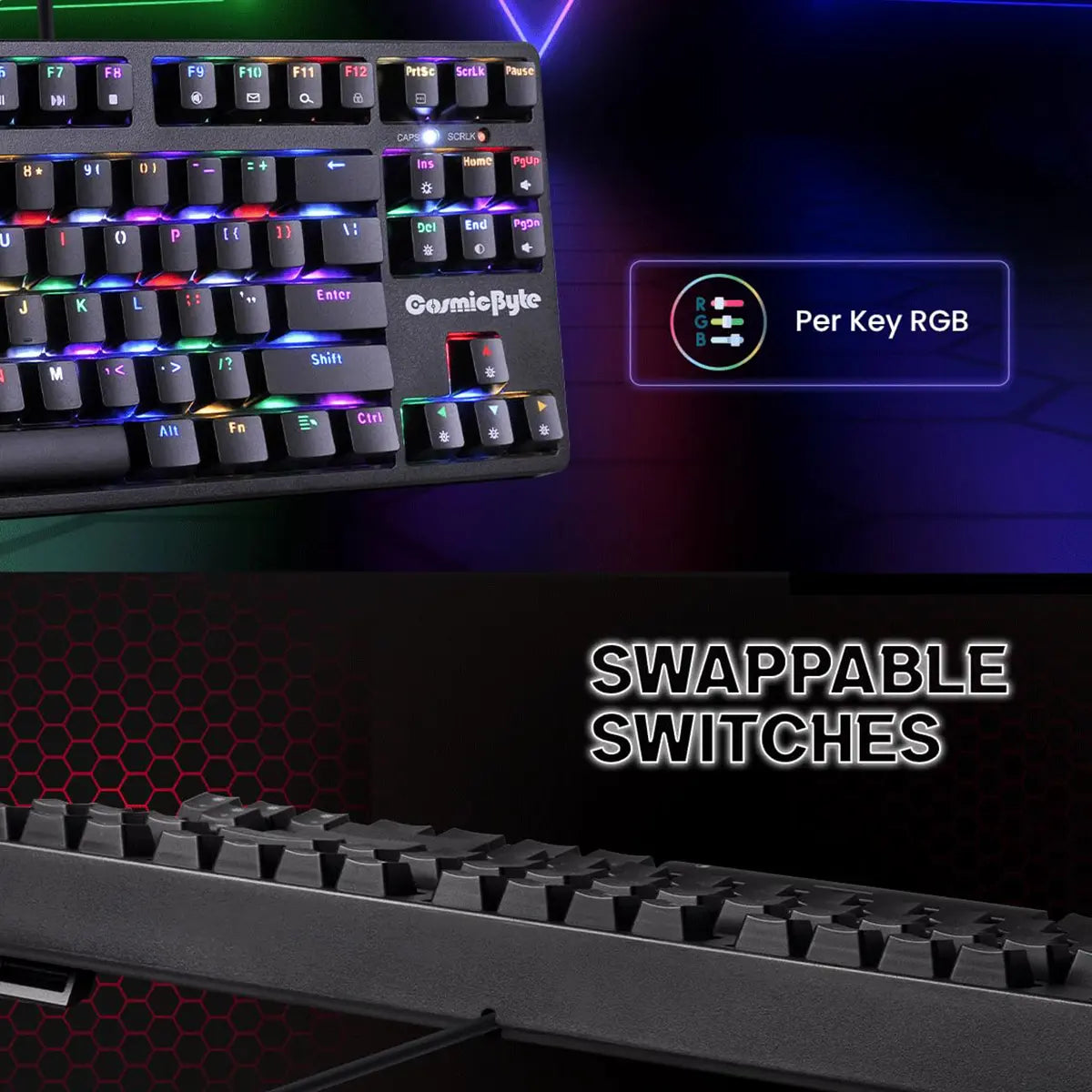 Cosmic Byte CB-GK-38 Trinity RGB Wired Mechanical Gaming Keyboard With Optical Swappable Switches 3