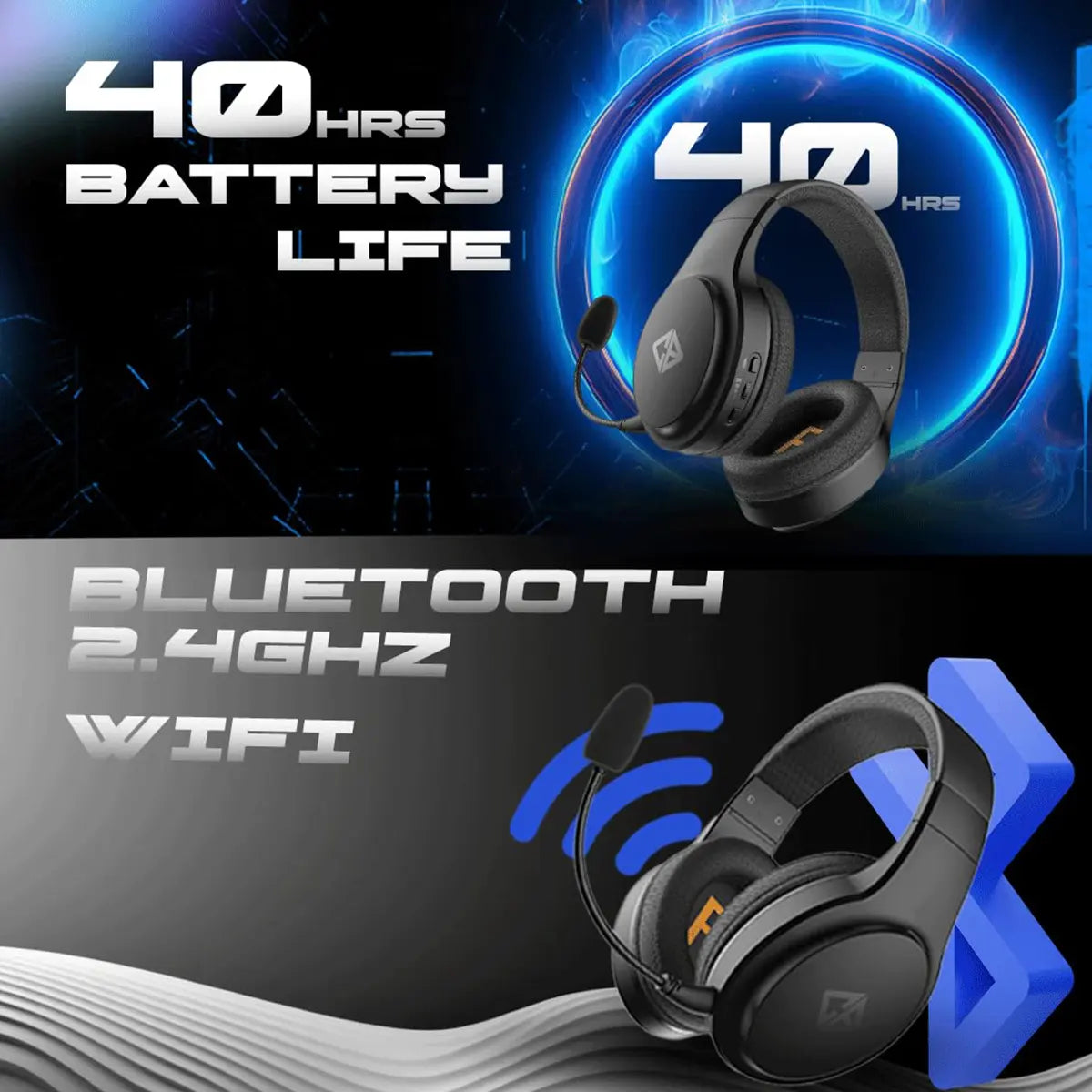 Cosmic Byte Inferno 2.4Ghz Wireless + Bluetooth + Wired Headset With Detachable ENC Mic 2