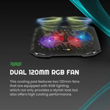 Cosmic Byte Wind RGB Laptop Cooling Pad, Dual 120mm RGB Fans,Supports up to 15.6″ Laptops 2