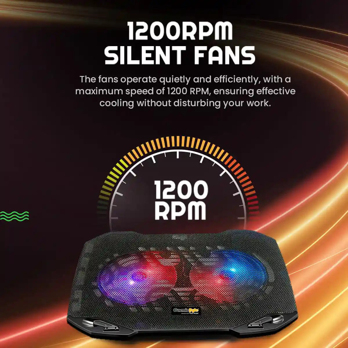Cosmic Byte Wind RGB Laptop Cooling Pad, Dual 120mm RGB Fans,Supports up to 15.6″ Laptops 6