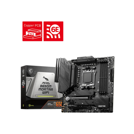 MSI MAG B650M Mortar WiFi AM5 DDR5 Micro-ATX Gaming Motherboard