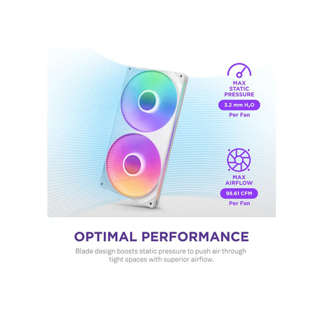 NZXT F280 RGB Core 280mm Single Frame RGB Case Fan White 6