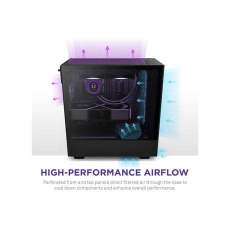NZXT H5 Flow Compact Mid-Tower ATX PC Case Black 2