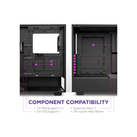 NZXT H5 Flow Compact Mid-Tower ATX PC Case Black 4
