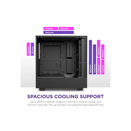 NZXT H5 Flow Compact Mid-Tower ATX PC Case Black 5