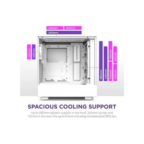 NZXT H5 Flow Compact Mid-Tower ATX PC Case White 3