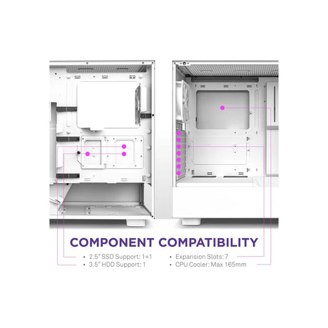 NZXT H5 Flow Compact Mid-Tower ATX PC Case White 5