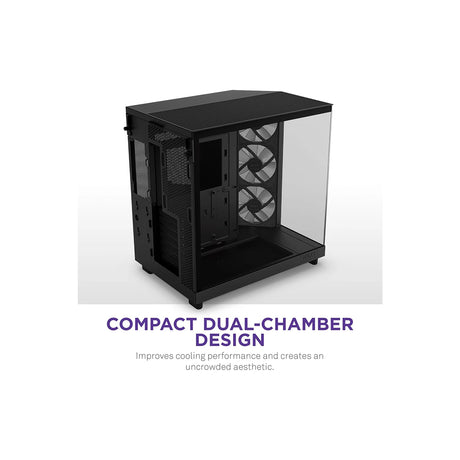 NZXT H6 Flow RGB Compact Dual Chamber Mid Tower Airflow PC Case with RGB Fans Black 3