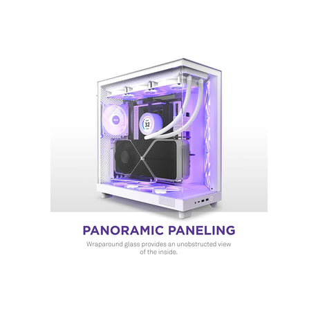 NZXT H6 Flow RGB Compact Dual Chamber Mid Tower Airflow PC Case with RGB Fans White 2