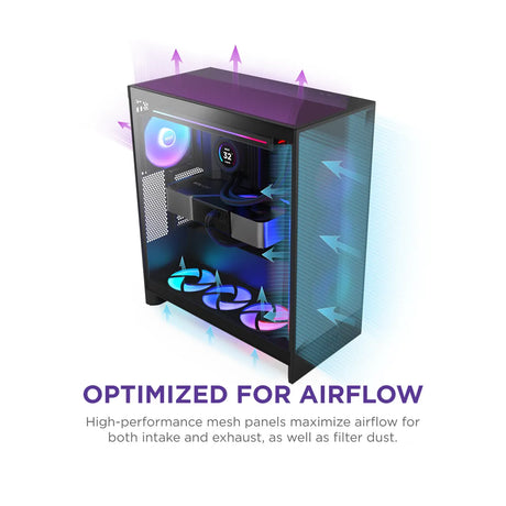 NZXT H7 Flow RGB Mid Tower PC Case Black 2