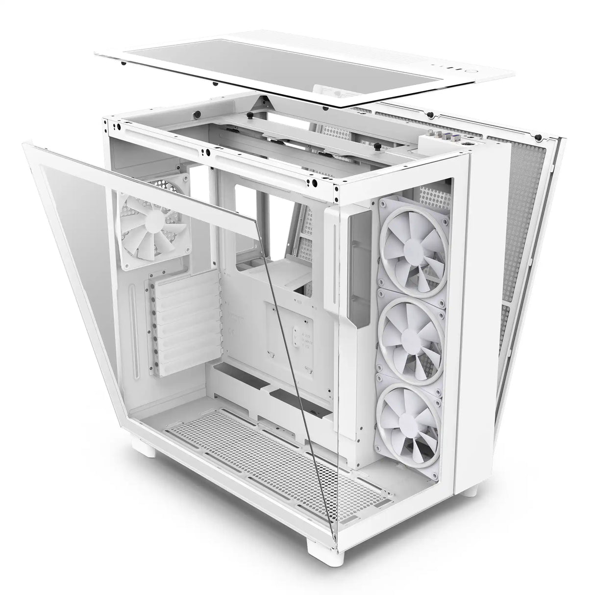 NZXT H9 Elite ATX Mid Tower PC Case Back Side Open White