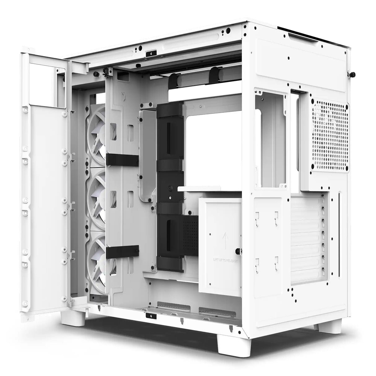 NZXT H9 Elite ATX Mid Tower PC Case Left Side Open White